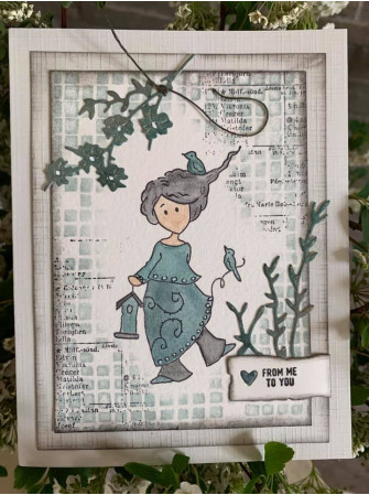 Minnie et les oiseaux - Tampon Cling - Gummiapan