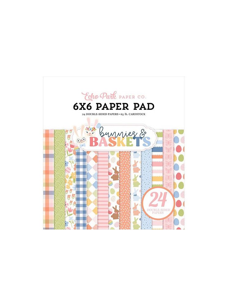 Pack papiers  15 x 15 cm - Collection "Bunnies & Baskets" - Echo Park