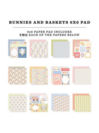 Pack papiers  15 x 15 cm - Collection "Bunnies & Baskets" - Echo Park