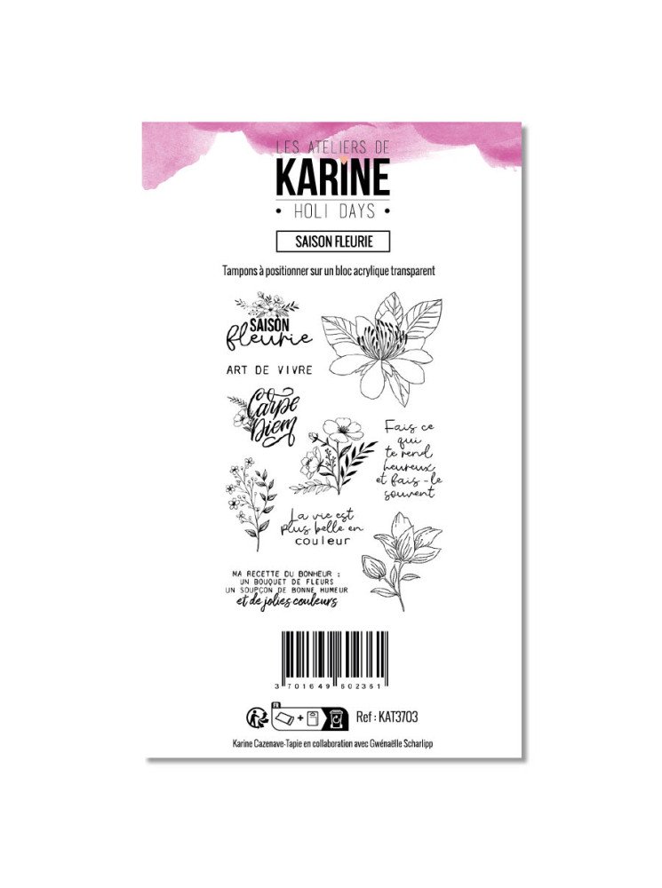 Saison fleurie - Tampon clear - Collection "Holi Days" - Les Ateliers de Karine