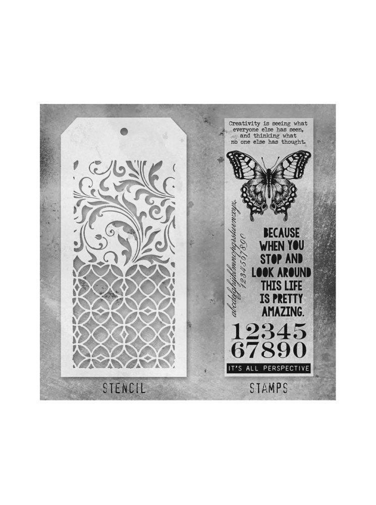 Combo Stencil + Tampons clear - Set 15 - Tim Holtz - Stampers Anonymous