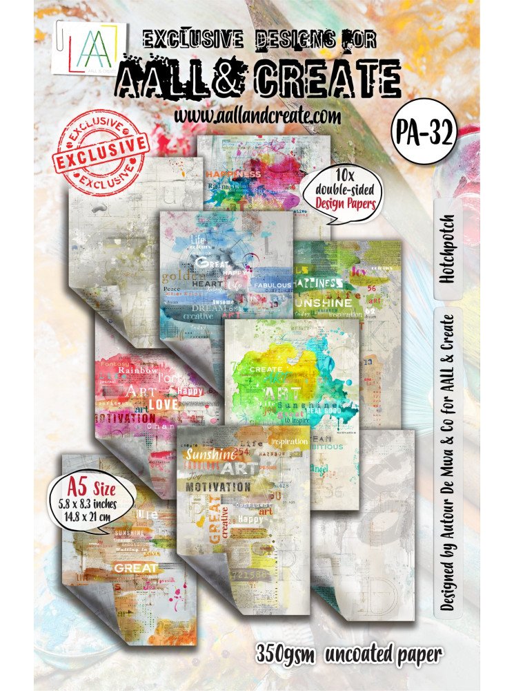 Pack de papiers imprimés A6 - Graphic Grace - Collection "Patchwork Impressions"  - Aall & Create