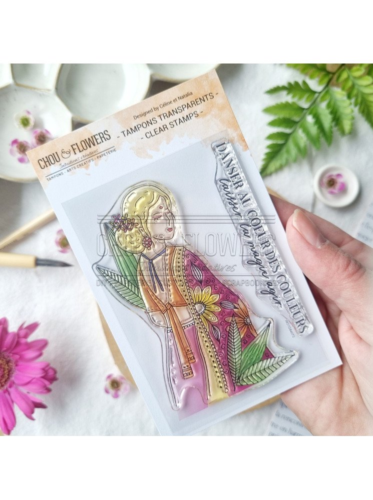 Tampon Clear - Fille indienne - Collection "Vibrations" - Chou & Flowers