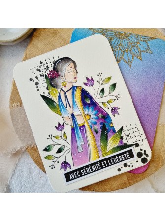 Tampon Clear - Fille indienne - Collection "Vibrations" - Chou & Flowers