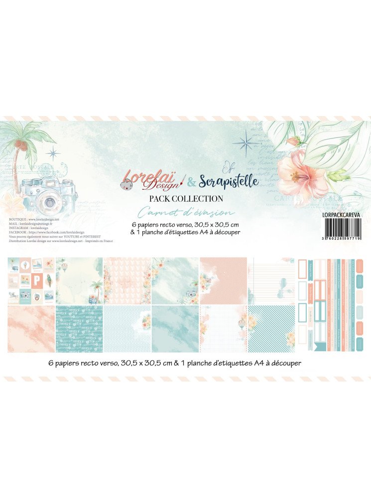 Pack papiers - Collection "Carnet d'évasion" - Lorelaï Design