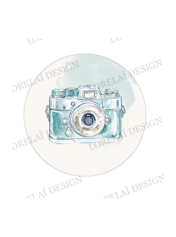 Appareil photo bleu - Badge - Collection "Carnet d'évasion" - Lorelaï Design