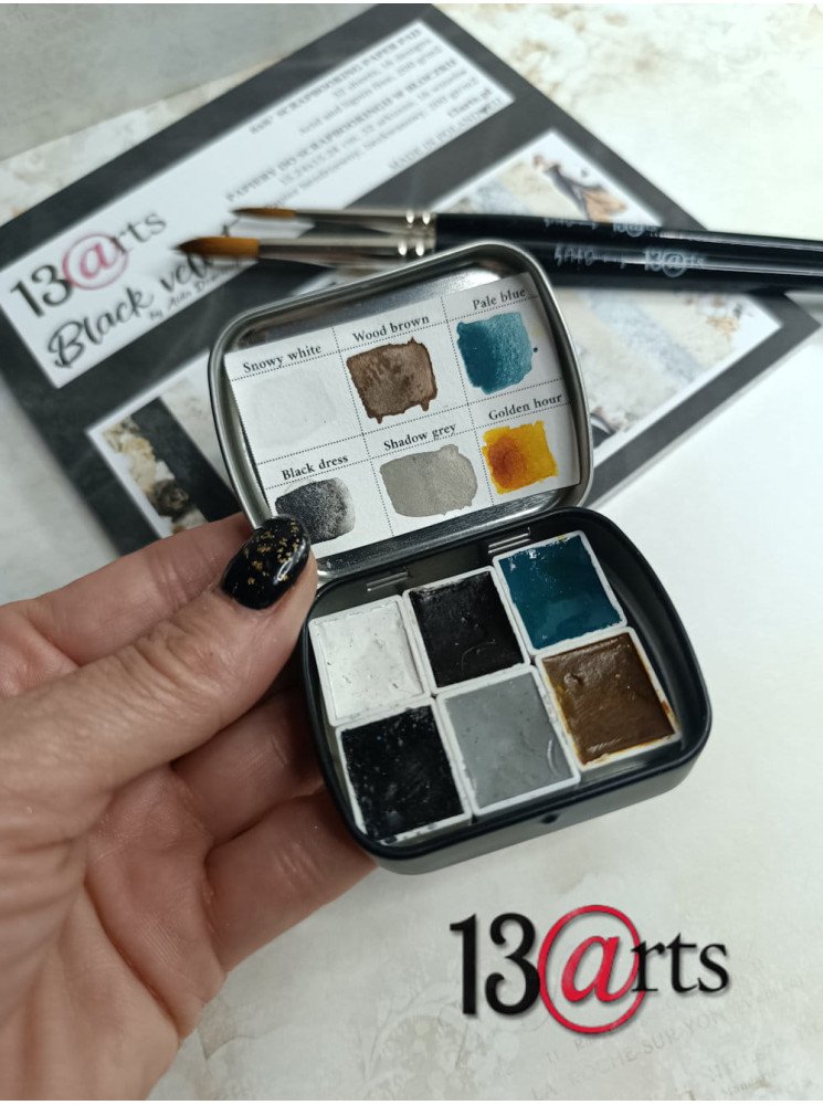 Petite palette de 6 aquarelles - watercolor - Black Velvet - 13 @rts