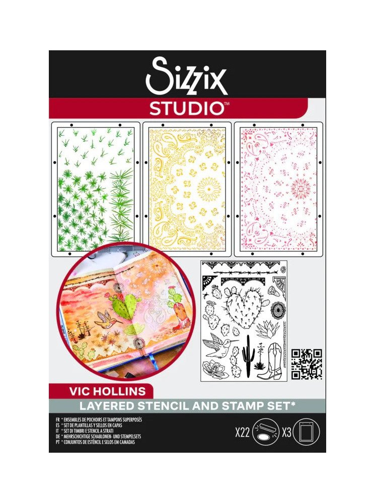 Combo 3 Stencils + 1 planche de tampons : Western - Sizzix