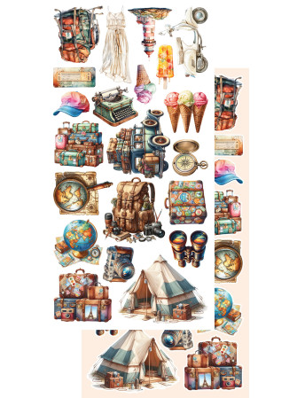 Pack de décors à découper  - Collection  "Memories from the trip"  - Alchemy of Art