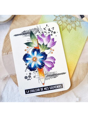 Tampon Clear - Crayon fleuri - Collection "Vibrations" - Chou & Flowers