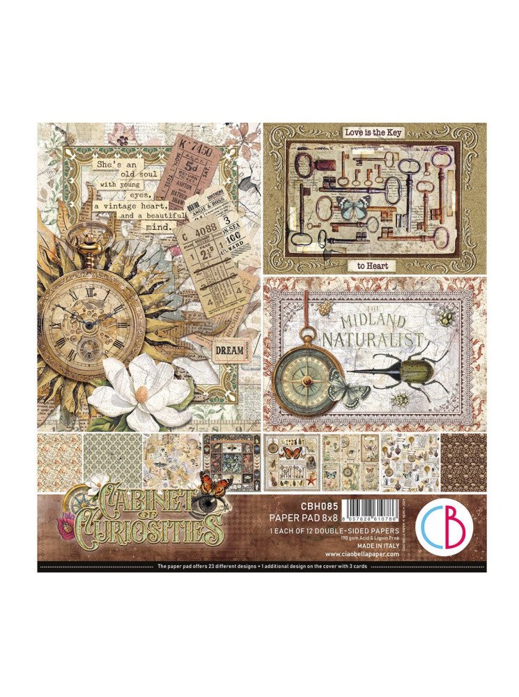 Pack papiers 20 x 20 cm - Collection "Cabinet of Curiosities"- Ciao Bella