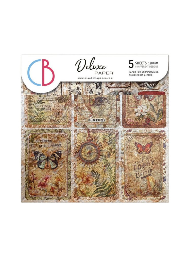 Pack de papiers Deluxe perlés 15 x 15 cm - Collection "Cabinet of Curiosities - Ciao Bella