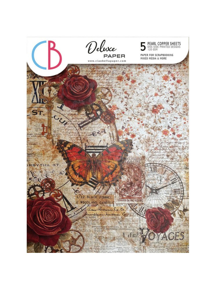Pack de papiers Deluxe cuivrés A4 - Collection "Cabinet of Curiosities" - Ciao Bella