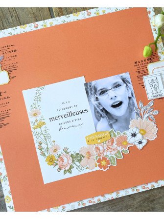 Papier Uni - Duo corail  - Collection "Farandole" - Florilèges