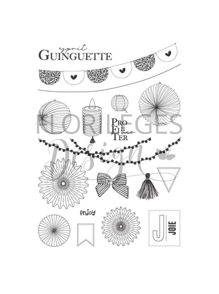 Esprit Guinguette - tampon clear - Collection "Farandole - Florilèges