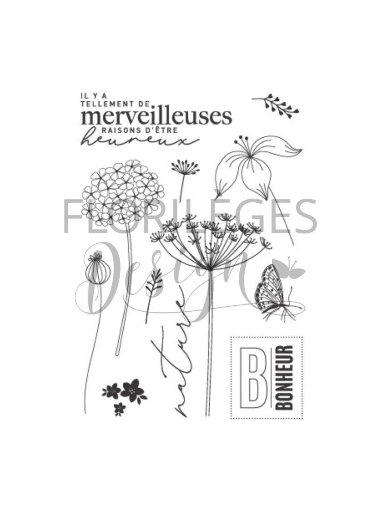 Des raisons d'être heureux - tampon clear - Collection "Farandole - Florilèges