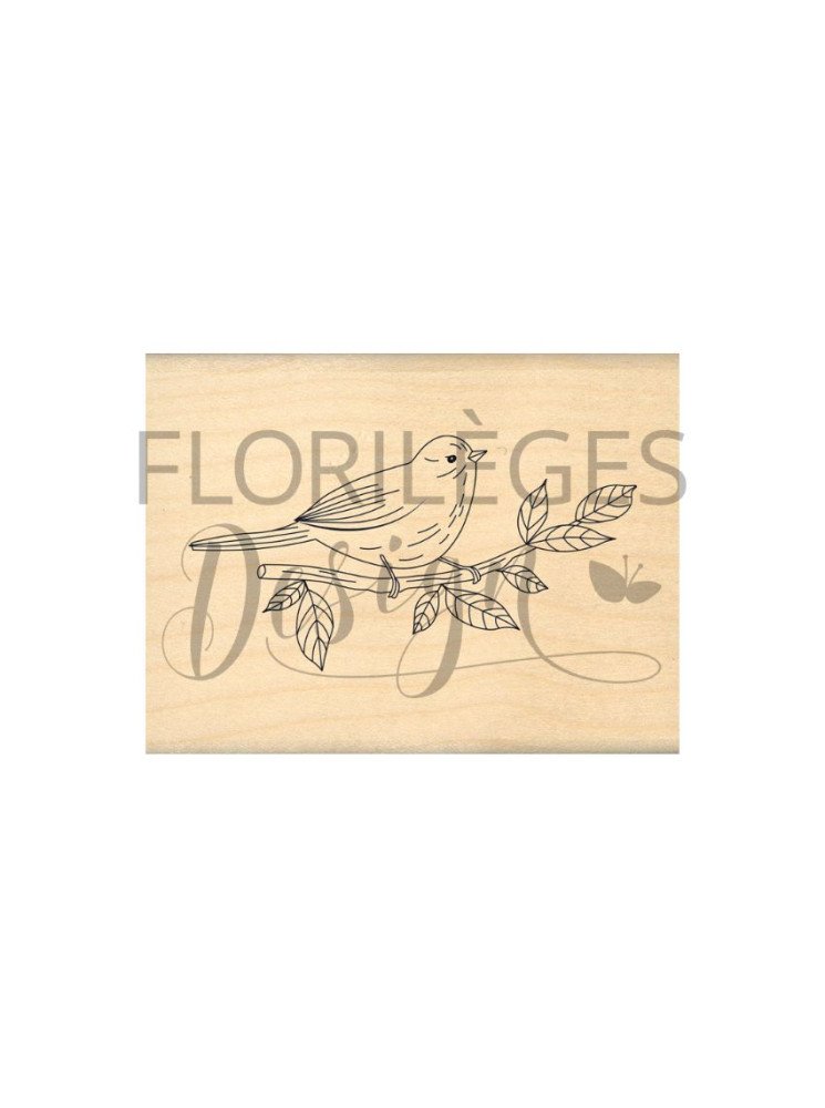 Tampon bois - Oiseau printanier - Collection "Farandole" Florilèges Design