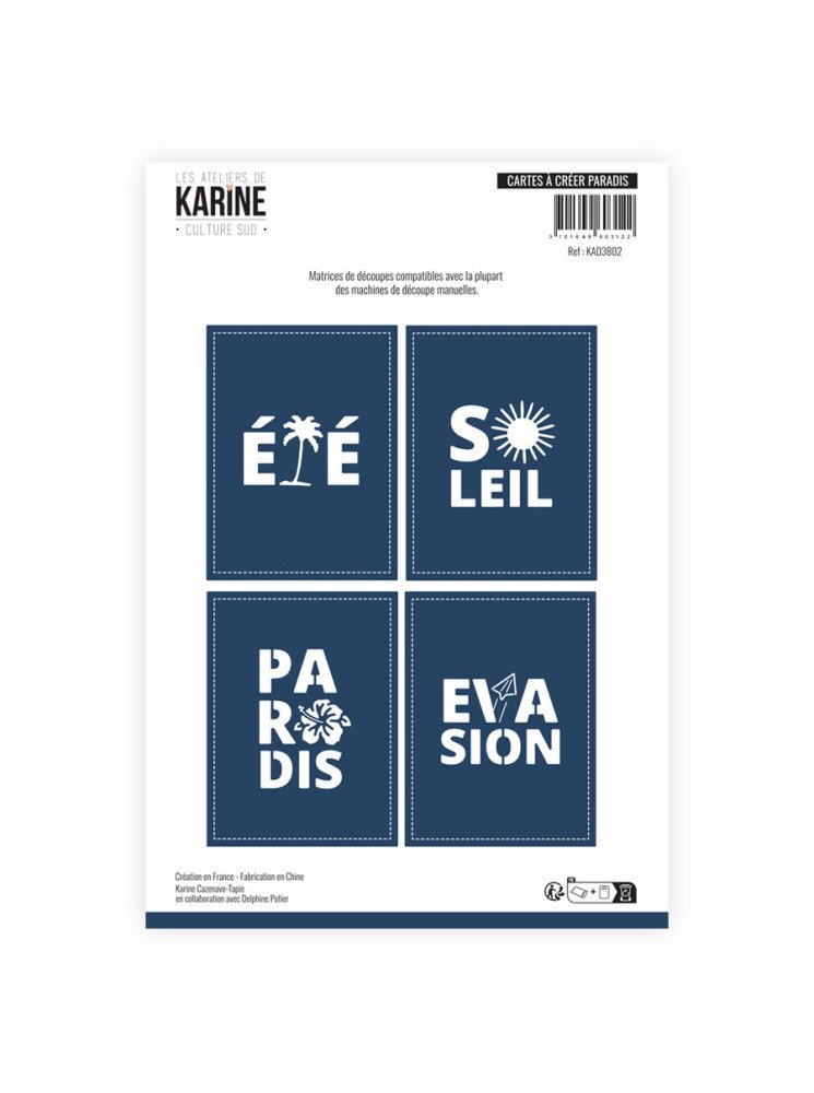 Cartes à créer paradis - Dies - Collection "Culture sud" - Les Ateliers de Karine