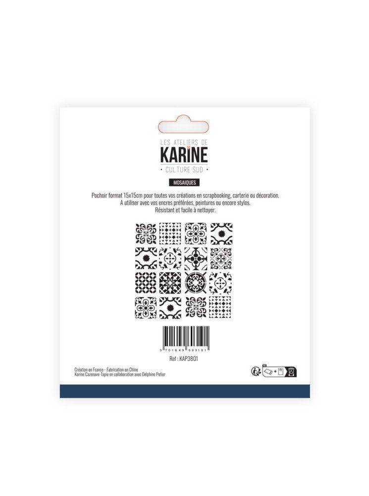 Mosaïques - Pochoir - Collection "Culture Sud" - Les Ateliers de Karine