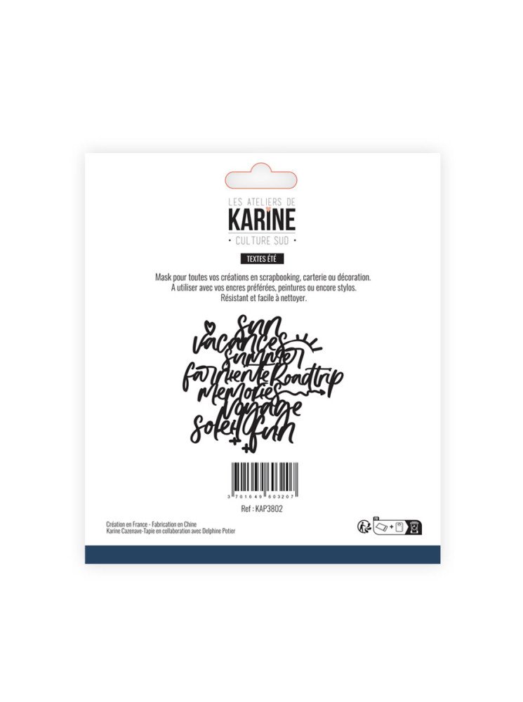Textes été - Pochoir - Collection "Culture Sud" - Les Ateliers de Karine
