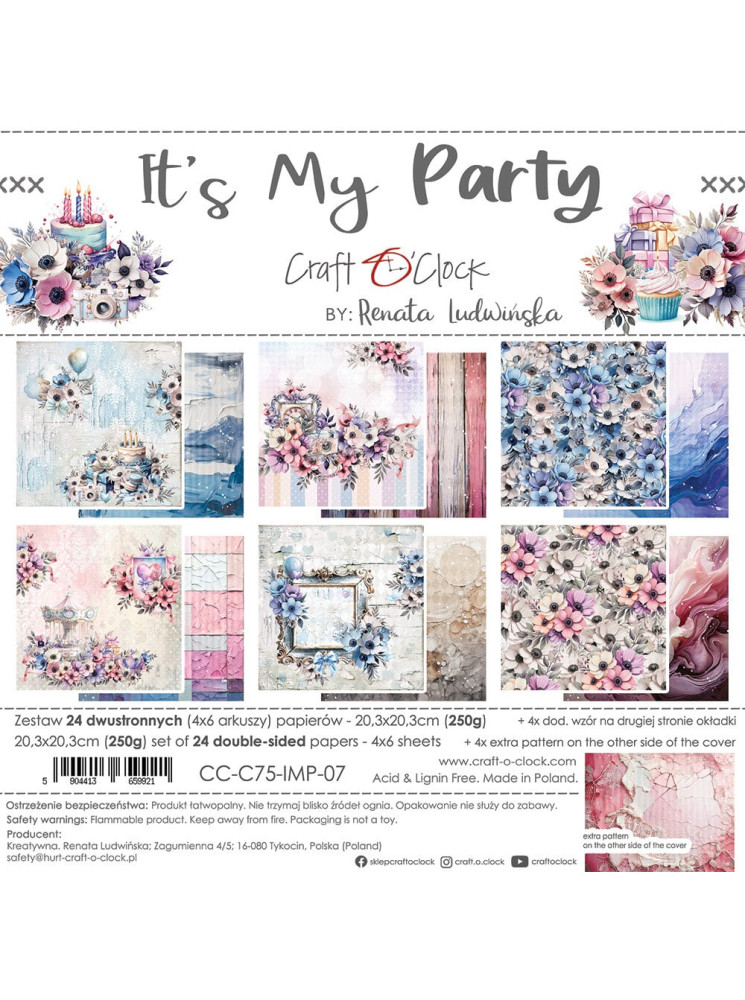 papiers 20 x 20 cm - Collection "It's My Party" - Craft O'Clock