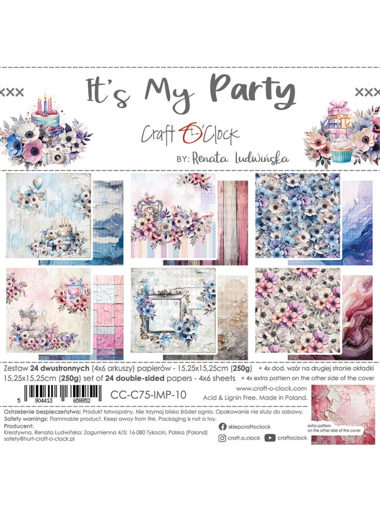Pack papiers 15 x 15 cm - Collection "It's My Party" - Craft O'Clock