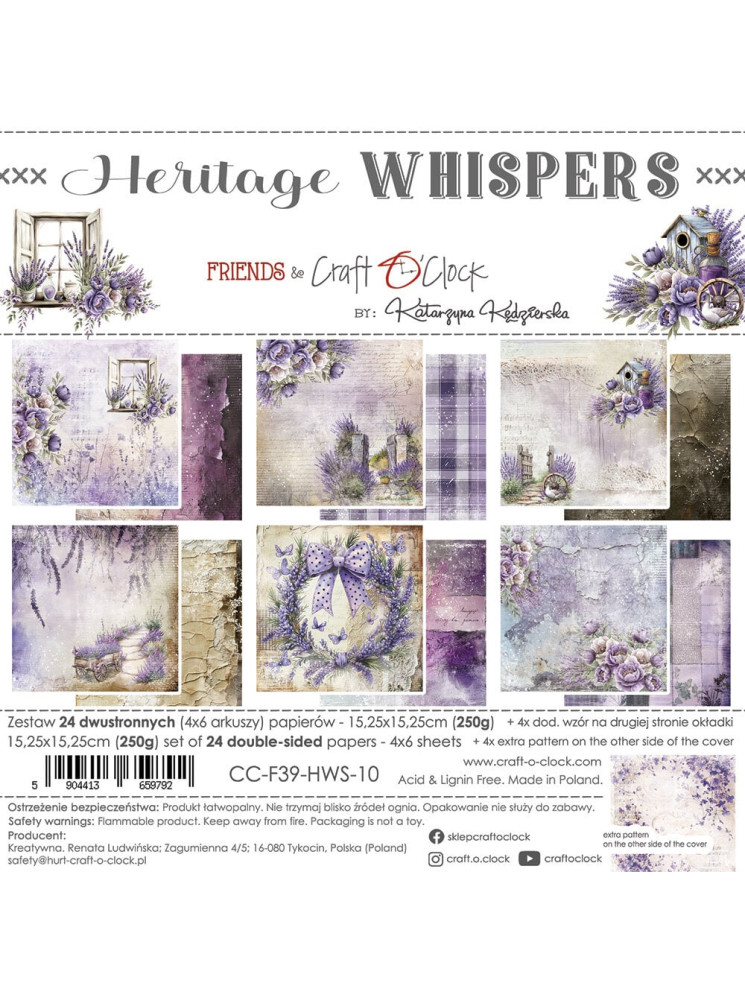 Pack papiers 15 x 15 cm - Collection "Heritage Whispers" - Craft O'Clock