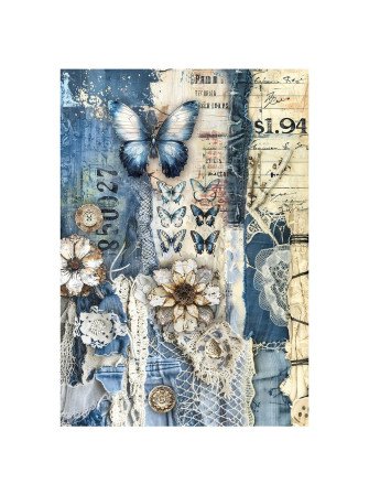 Urban Blue Denim - Set de 4 feuilles de riz A4 - Ciao Bella