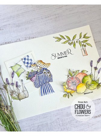 Tampon Clear - Fille bord de mer - Collection "Rêve Azur" - Chou & Flowers