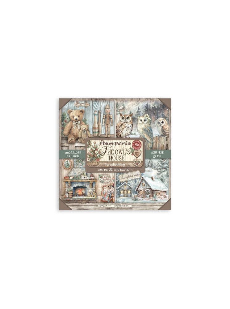 Maxi Pack papiers 20 x 20 cm - Collection "The Owl's House" - Stamperia
