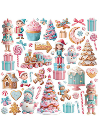 Pack papiers 20 x 20 cm - Collection "Candy Christmas" - Stamperia