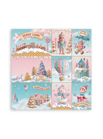 Maxi Pack papiers 20 x 20 cm - Collection "Candy Christmas" - Stamperia