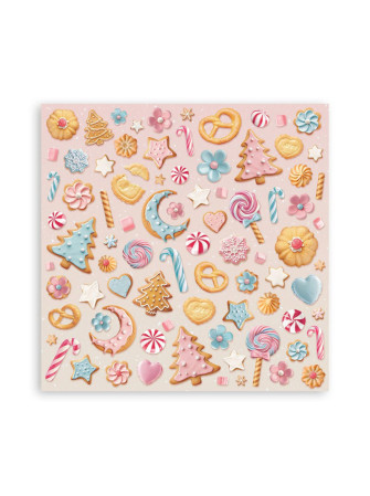 Maxi Pack papiers 20 x 20 cm - Collection "Candy Christmas" - Stamperia