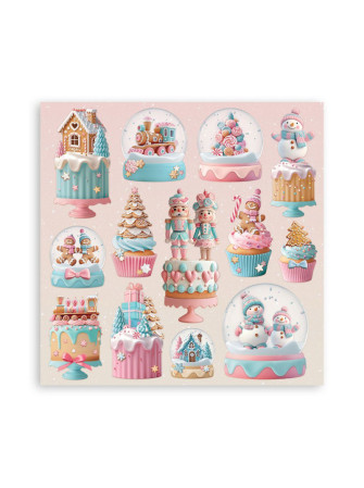 Maxi Pack papiers 20 x 20 cm - Collection "Candy Christmas" - Stamperia