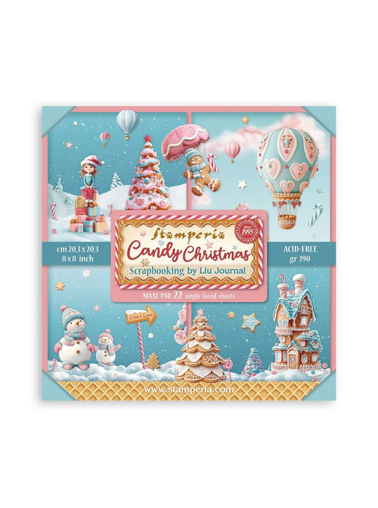 Maxi Pack papiers 20 x 20 cm - Collection "Candy Christmas" - Stamperia