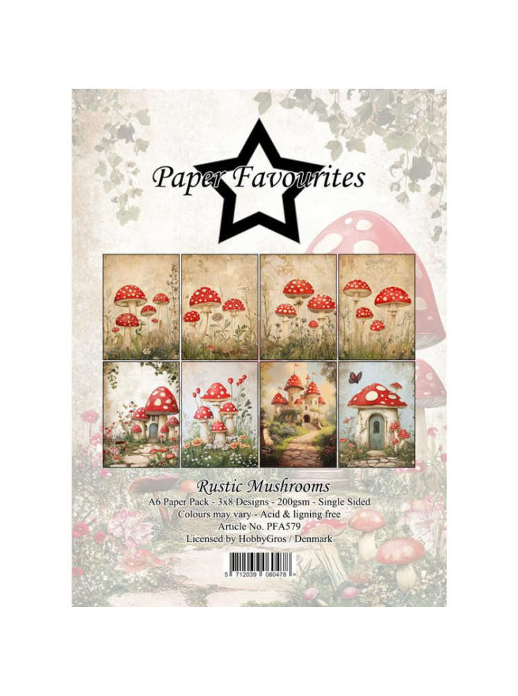 Pack papiers 15 x 20 cm - "Collection "Rustic Mushrooms" - Paper Favourites