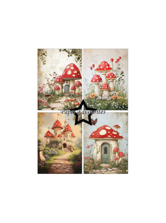 Pack papiers 15 x 20 cm - "Collection "Rustic Mushrooms" - Paper Favourites