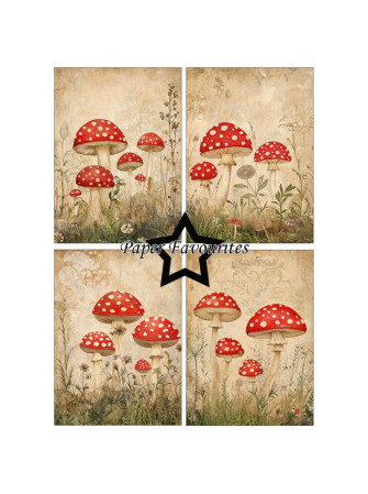 Pack papiers 15 x 20 cm - "Collection "Rustic Mushrooms" - Paper Favourites