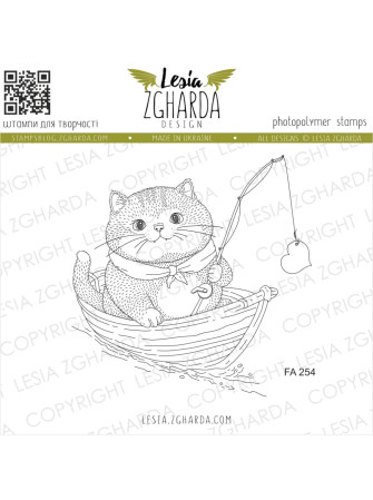 Heart Fishing Cat - Tampon...