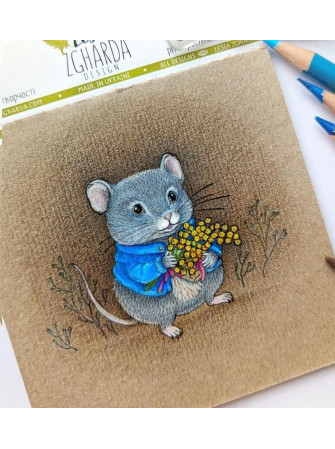 Tiny Mouse with a Bouquet - Tampon clear - Lesia Zgharda