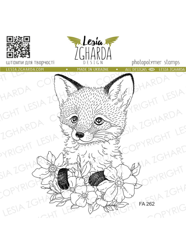 Fox Cub with Flowers - Tampon clear - Lesia Zgharda