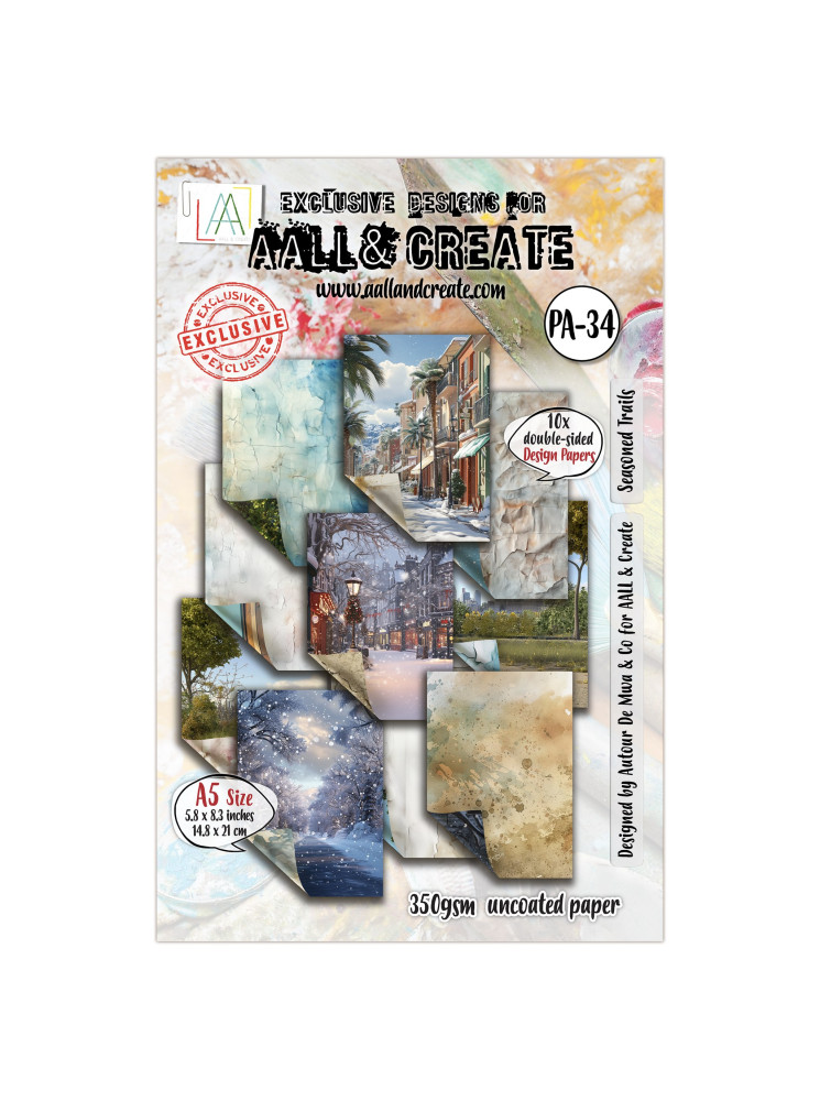 Pack de papiers imprimés A5 - Seasoned Trails - Collection "Weathered Wanderings" - Aall & Create