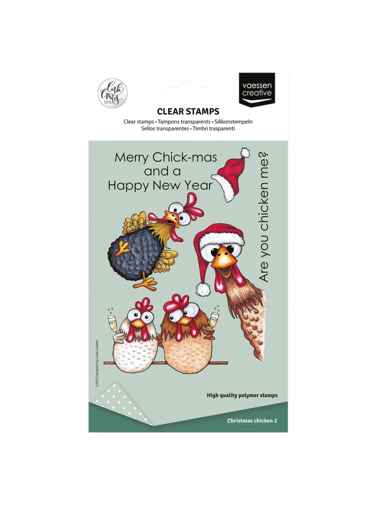 Poules de Noël 2 - Collection "Christmas de Carla Create" - Tampon Clear - Vaessen Creative