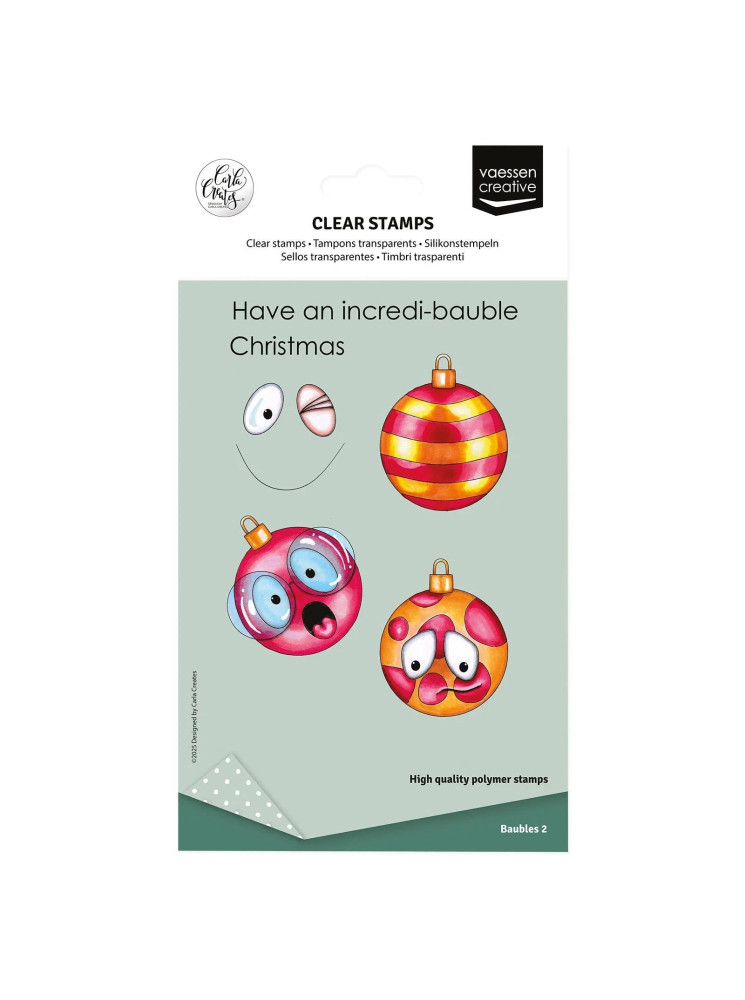 Boules de Noël 2 - Collection "Christmas de Carla Create" - Tampon Clear - Vaessen Creative