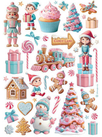 Set 6 feuilles des riz  A4 - Collection "Candy Christmas" - Stamperia