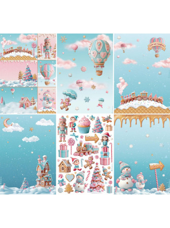 Set 6 feuilles des riz  A4 - Collection "Candy Christmas" - Stamperia