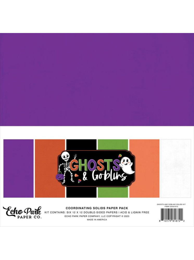 Pack papiers unis - Collection "Ghosts & Goblins" - Echo Park