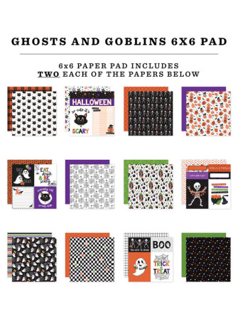 Pack papiers 15 x 15 cm - Collection "Ghosts & Goblins" - Echo Park