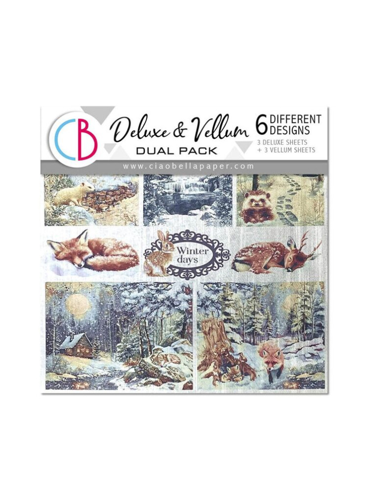 Pack de papiers Deluxe et Vellum 15 x 15 cm - Collection "Forest Tales" - Ciao Bella