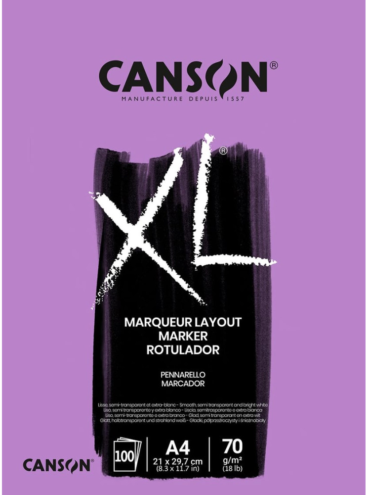 Bloc XL de 100 feuilles blanches XL pour marqueurs - A4 - Canson